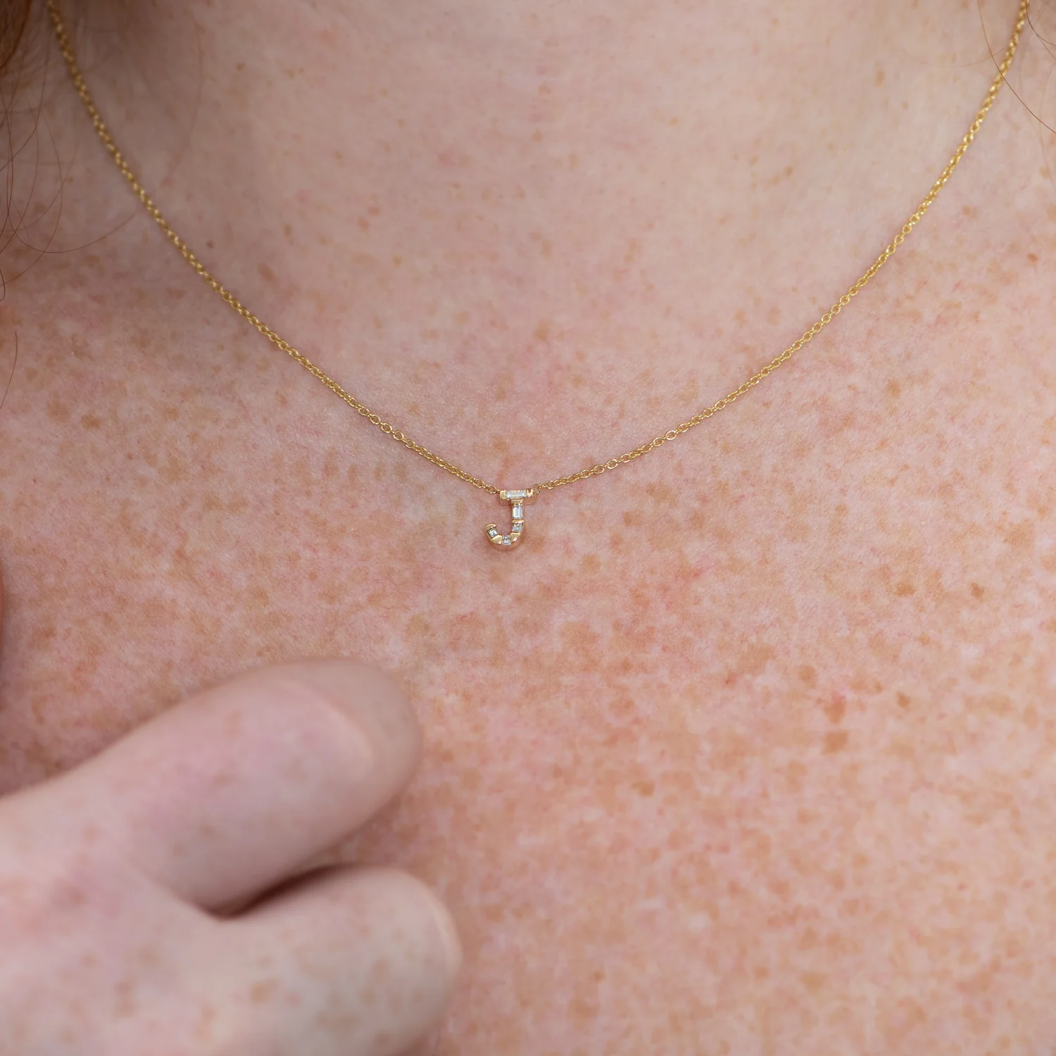 Personalized Initial Necklace with Baguette Diamonds - Image 9