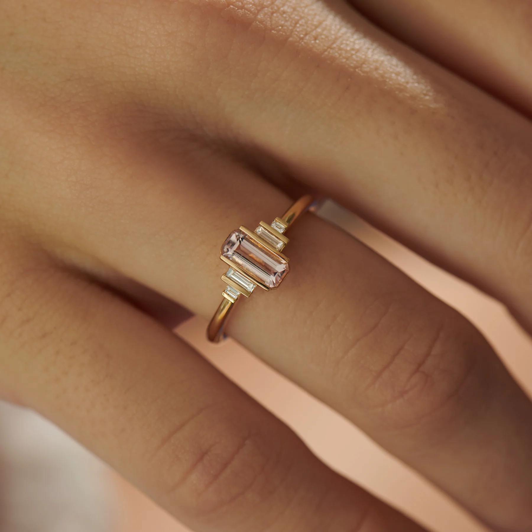 Petal Morganite & Diamond Engagement Ring - Image 2
