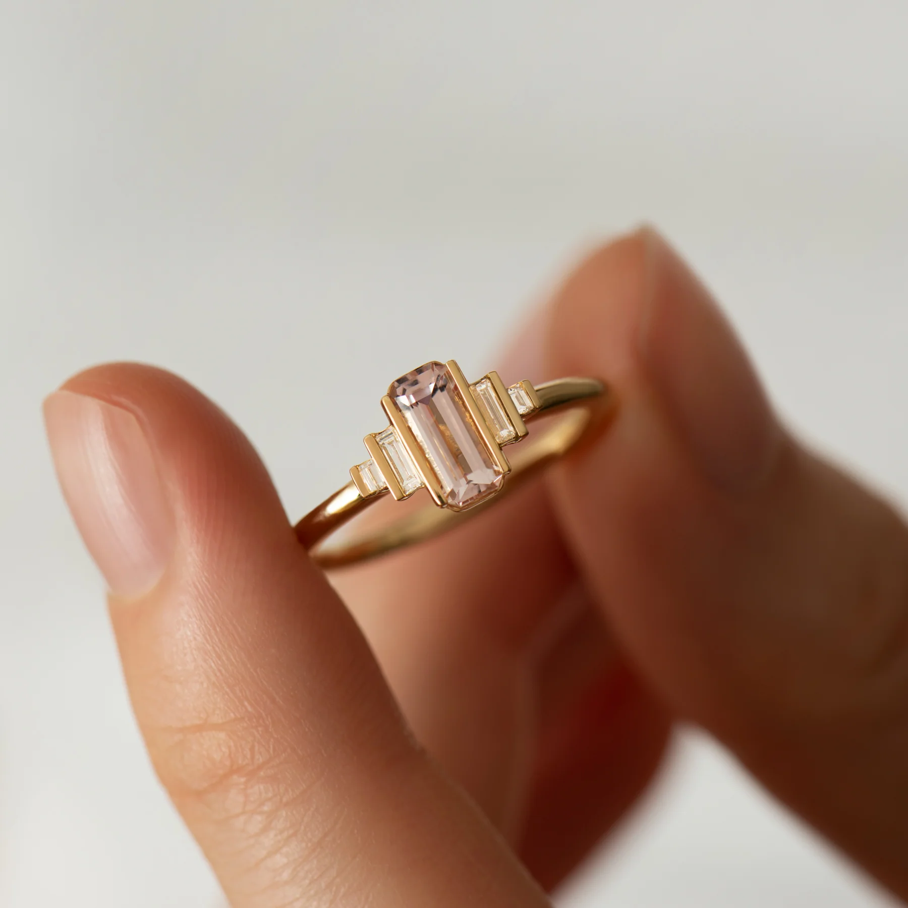 Petal Morganite & Diamond Engagement Ring - Image 3