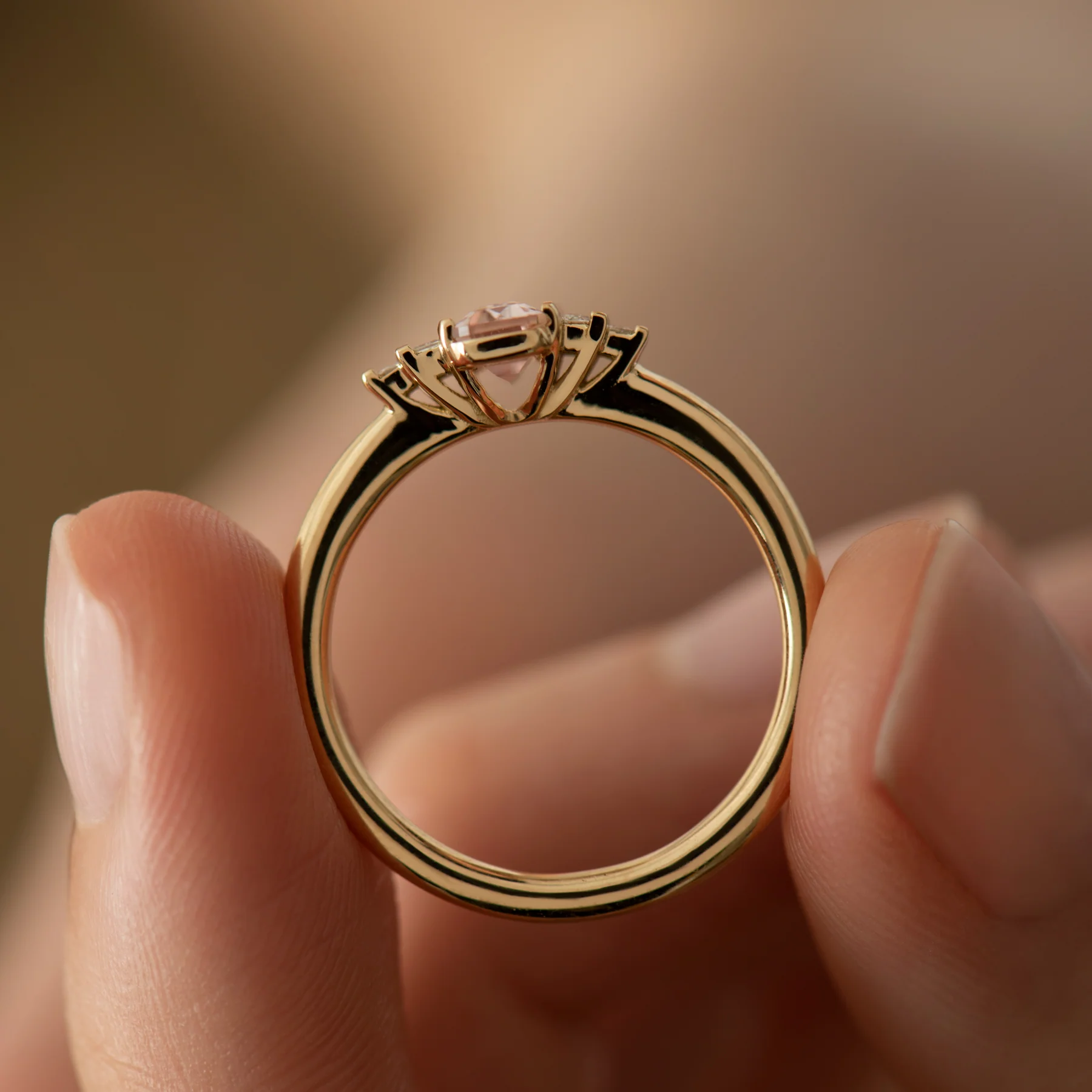 Petal Morganite & Diamond Engagement Ring - Image 5