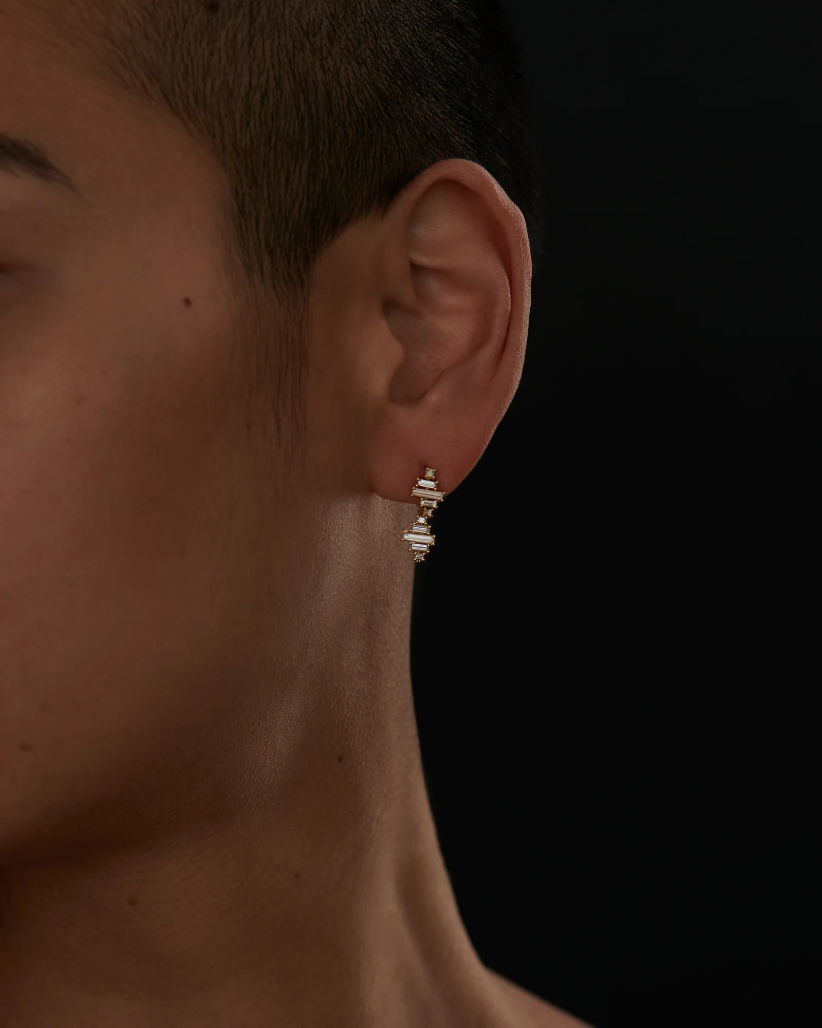 Radio Wave Baguette Diamond Drop Earrings - Image 3