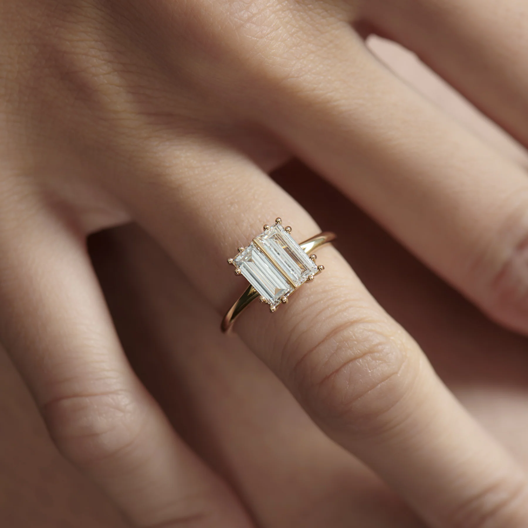 Rectangular Step Cut Diamond Engagement Ring - Image 2