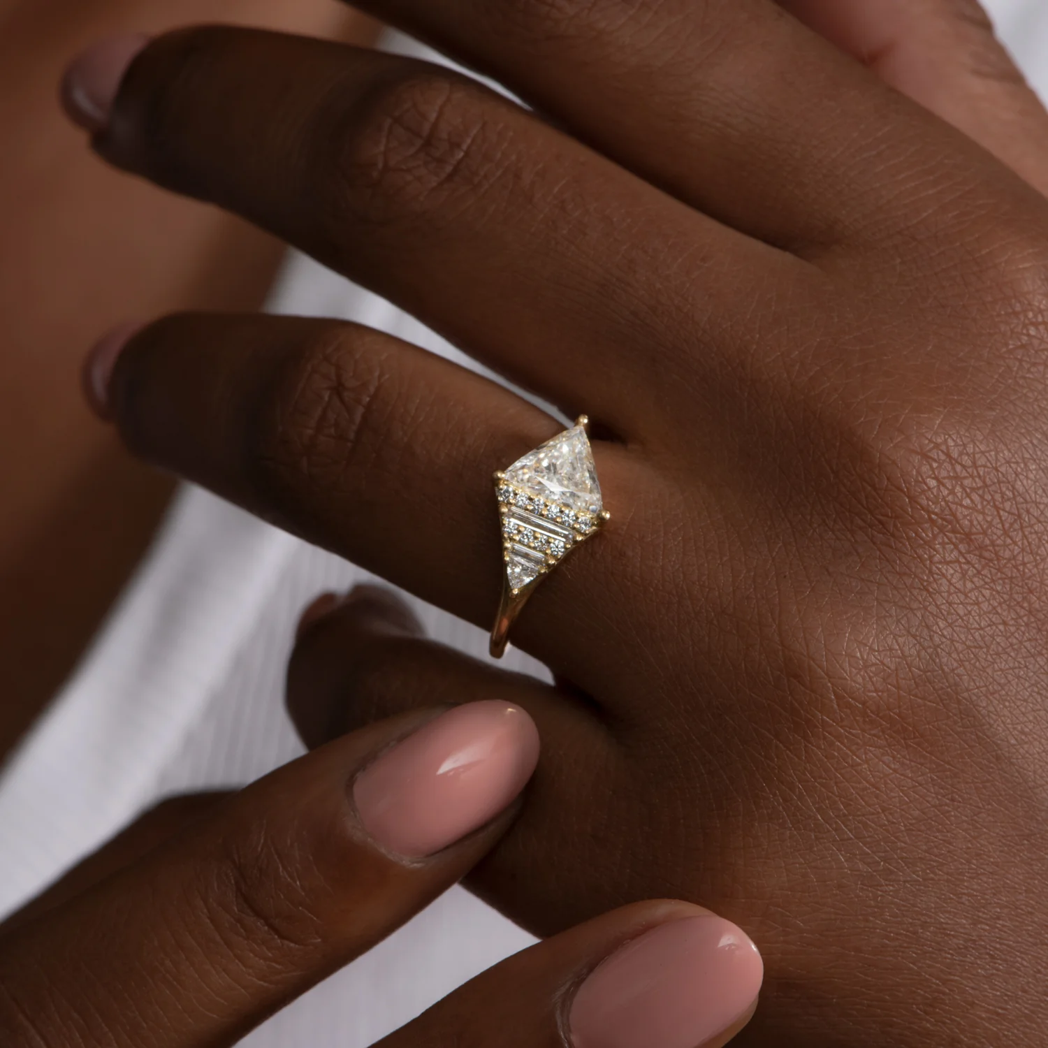 Rhombus Engagement Ring with Mixed Diamond Cuts - Image 2