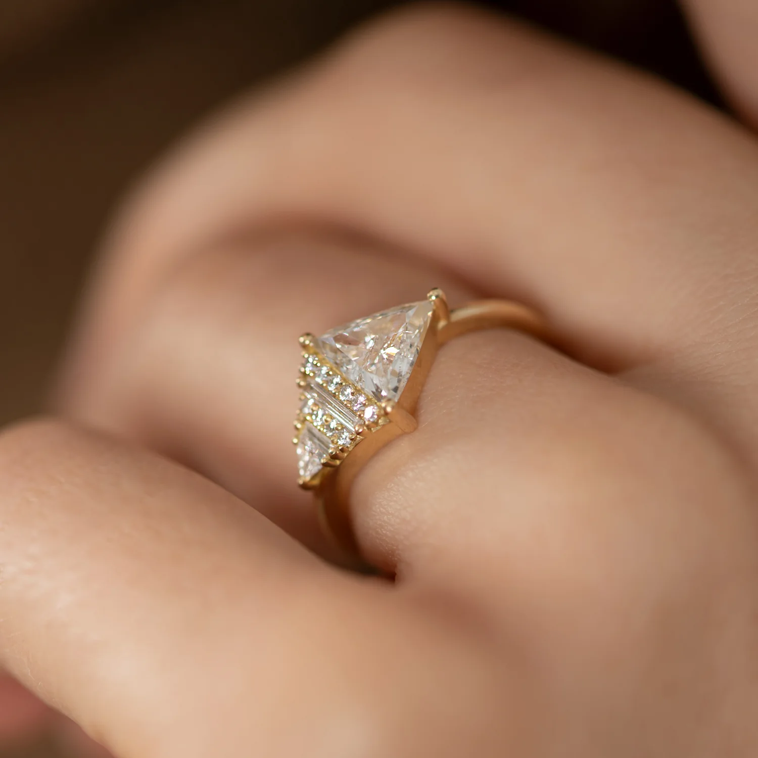 Rhombus Engagement Ring with Mixed Diamond Cuts - Image 3