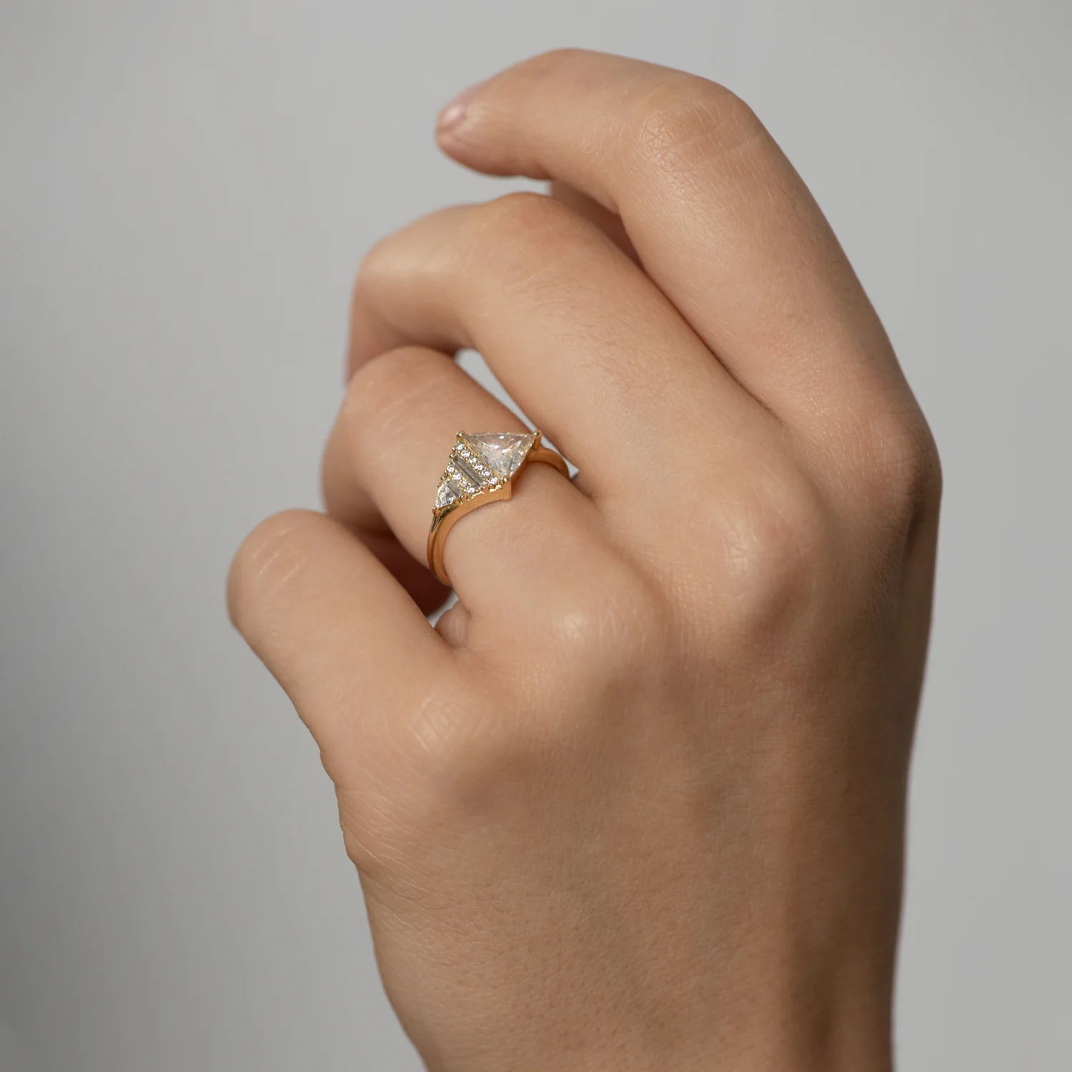 Rhombus Engagement Ring with Mixed Diamond Cuts - Image 4