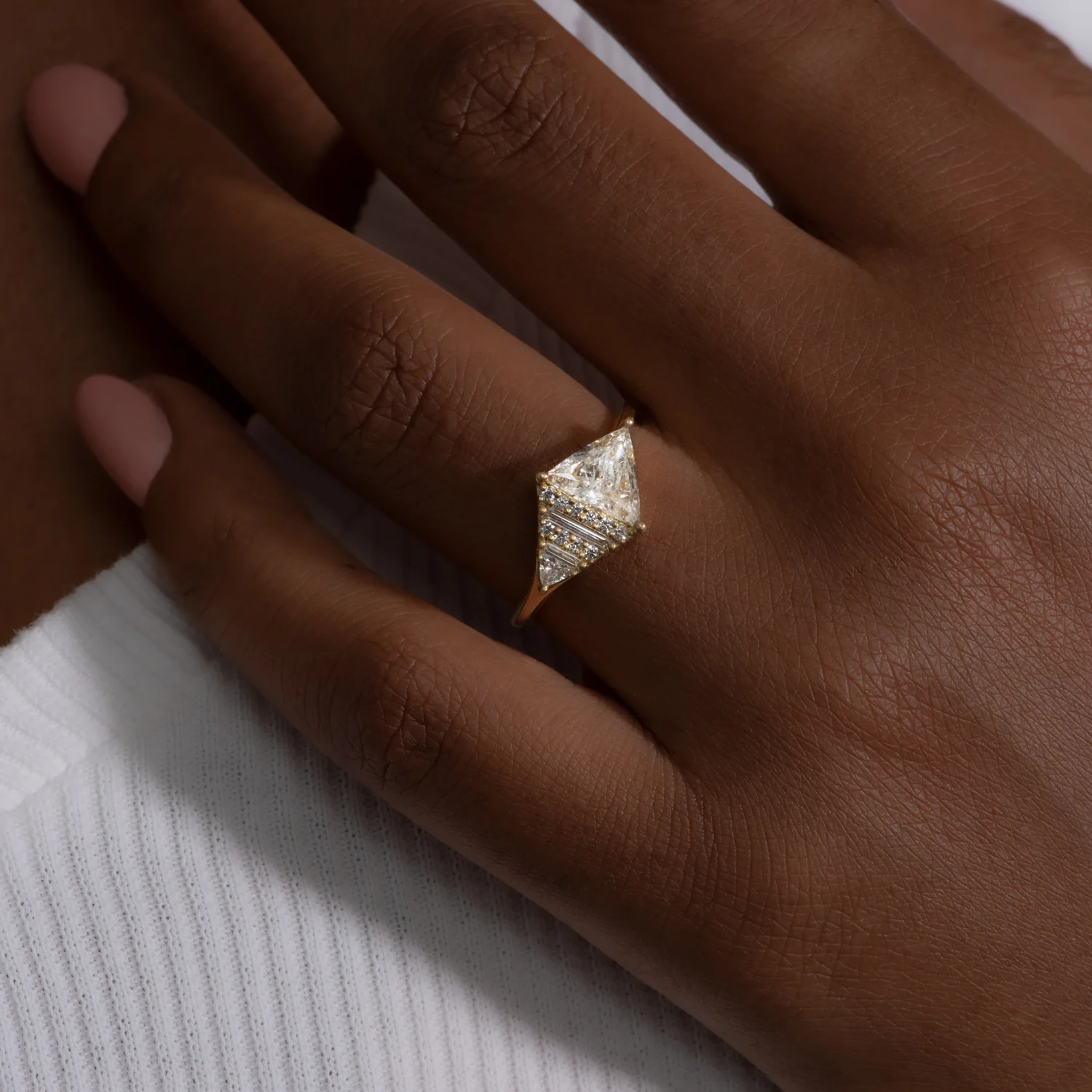 Rhombus Engagement Ring with Mixed Diamond Cuts - Image 6