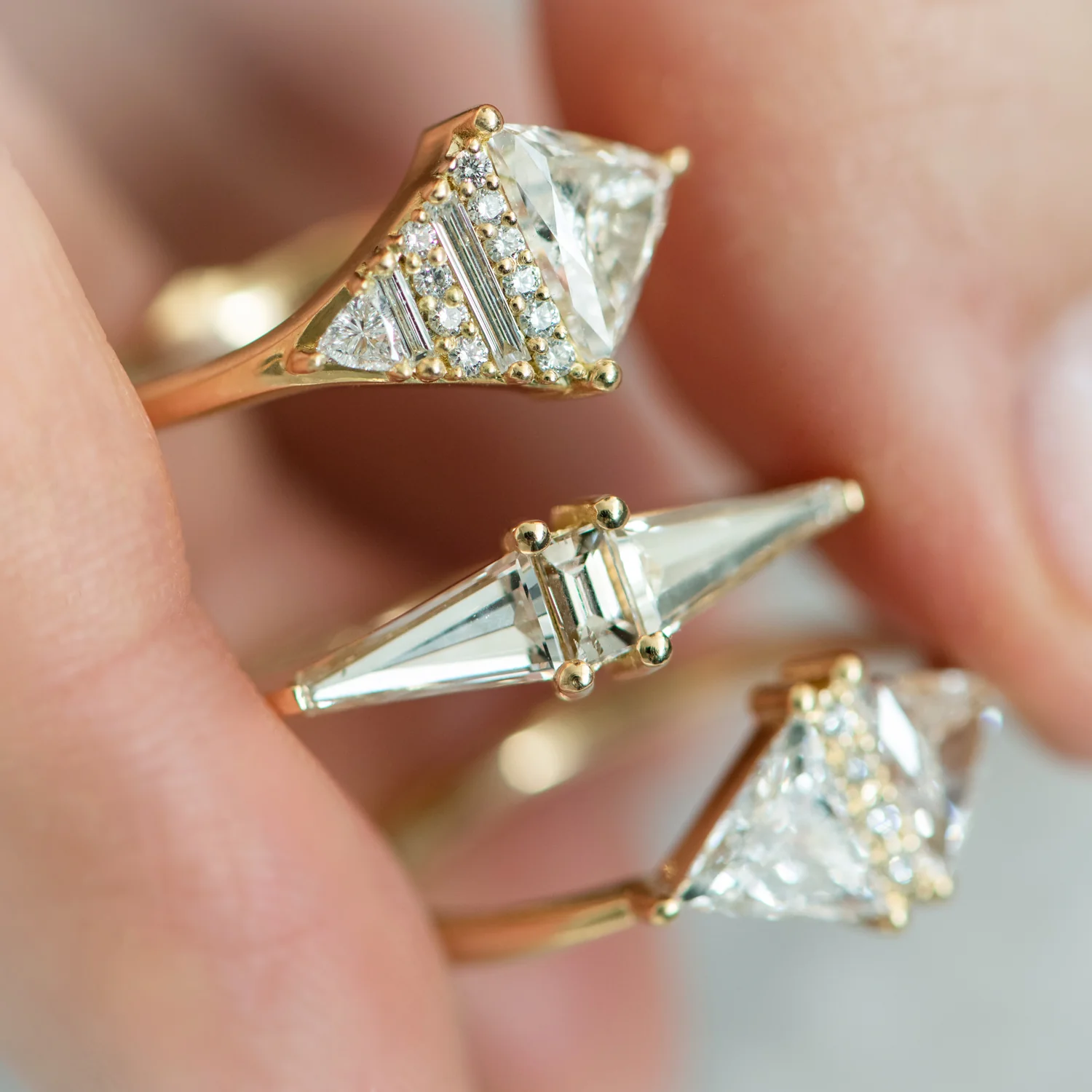 Rhombus Engagement Ring with Mixed Diamond Cuts - Image 8