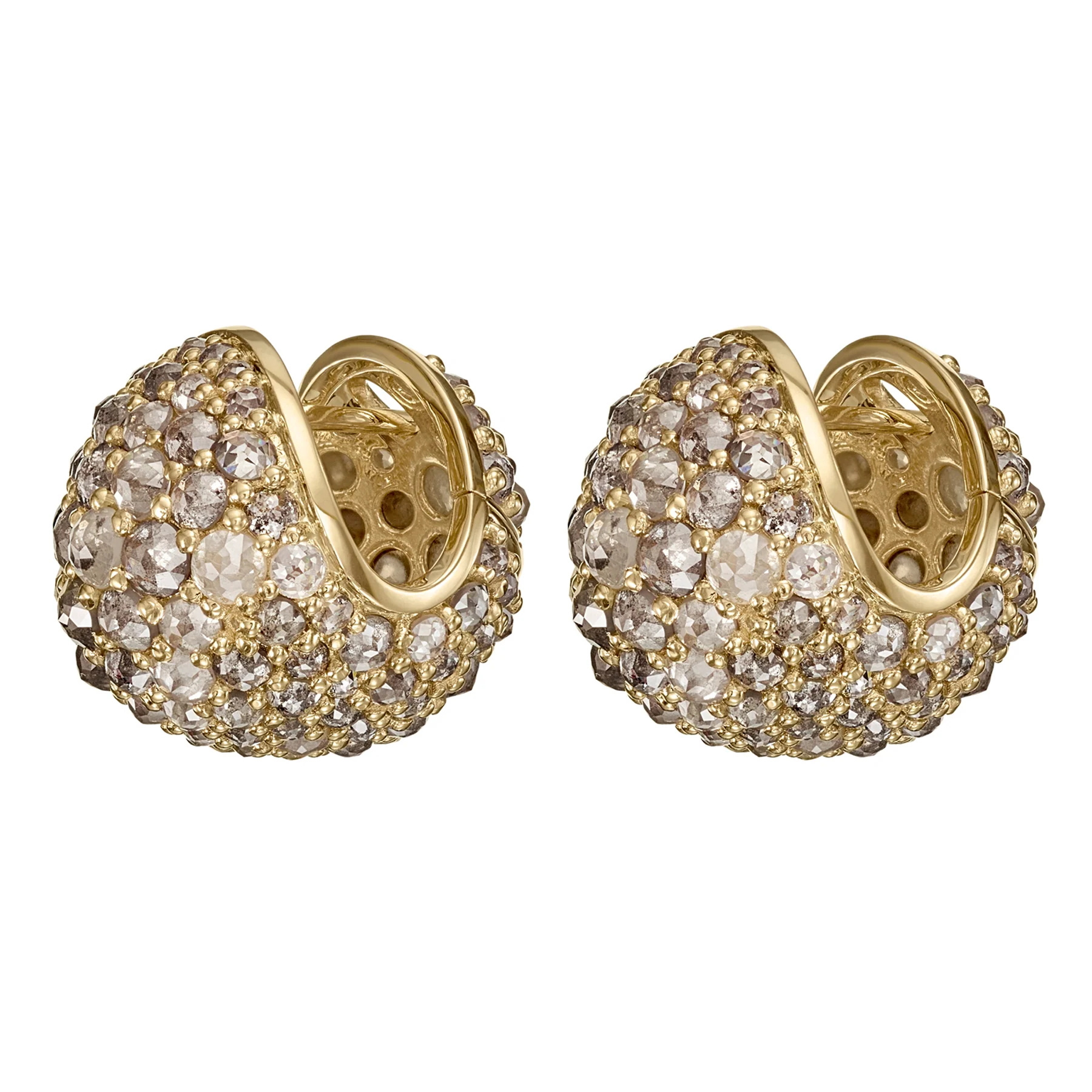 Rose Cut Grey Diamond Chunky Ball Statement Earrings
