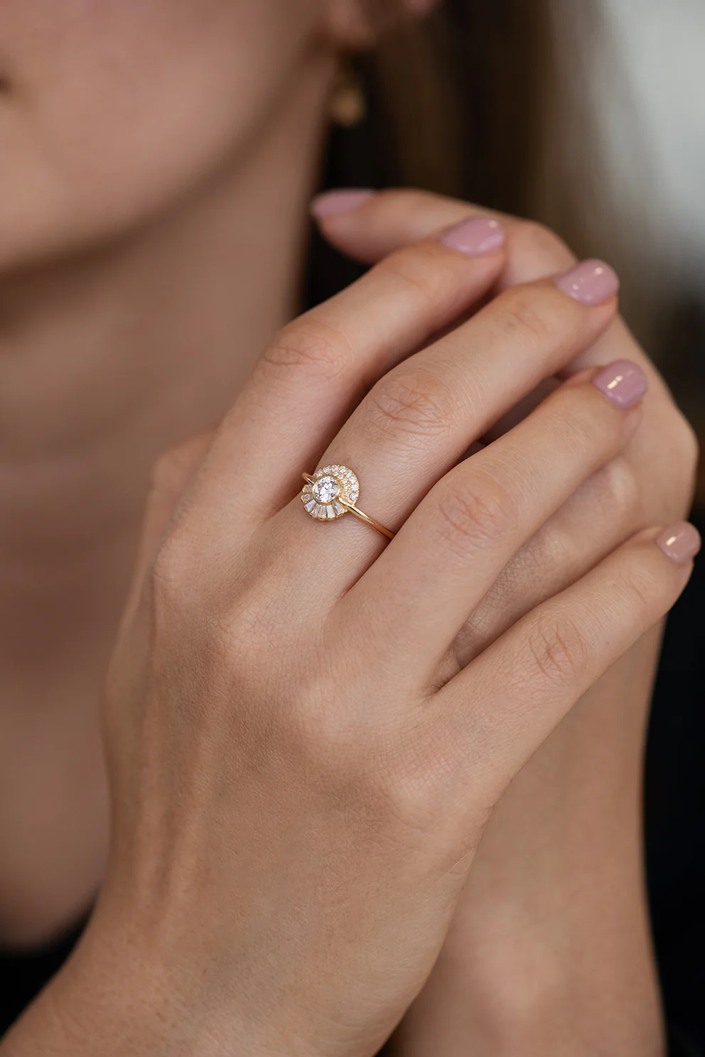 Round Diamond Cluster Engagement Ring - Image 9