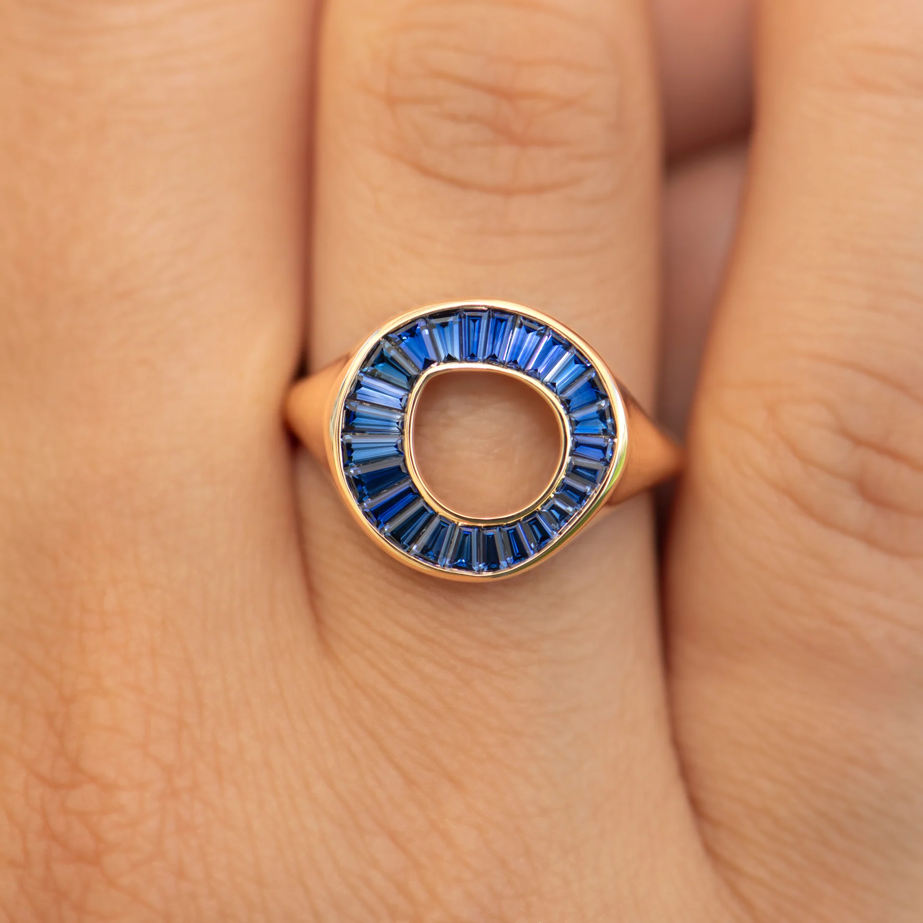 Royal Blue Sapphire Signet Ring - Image 2