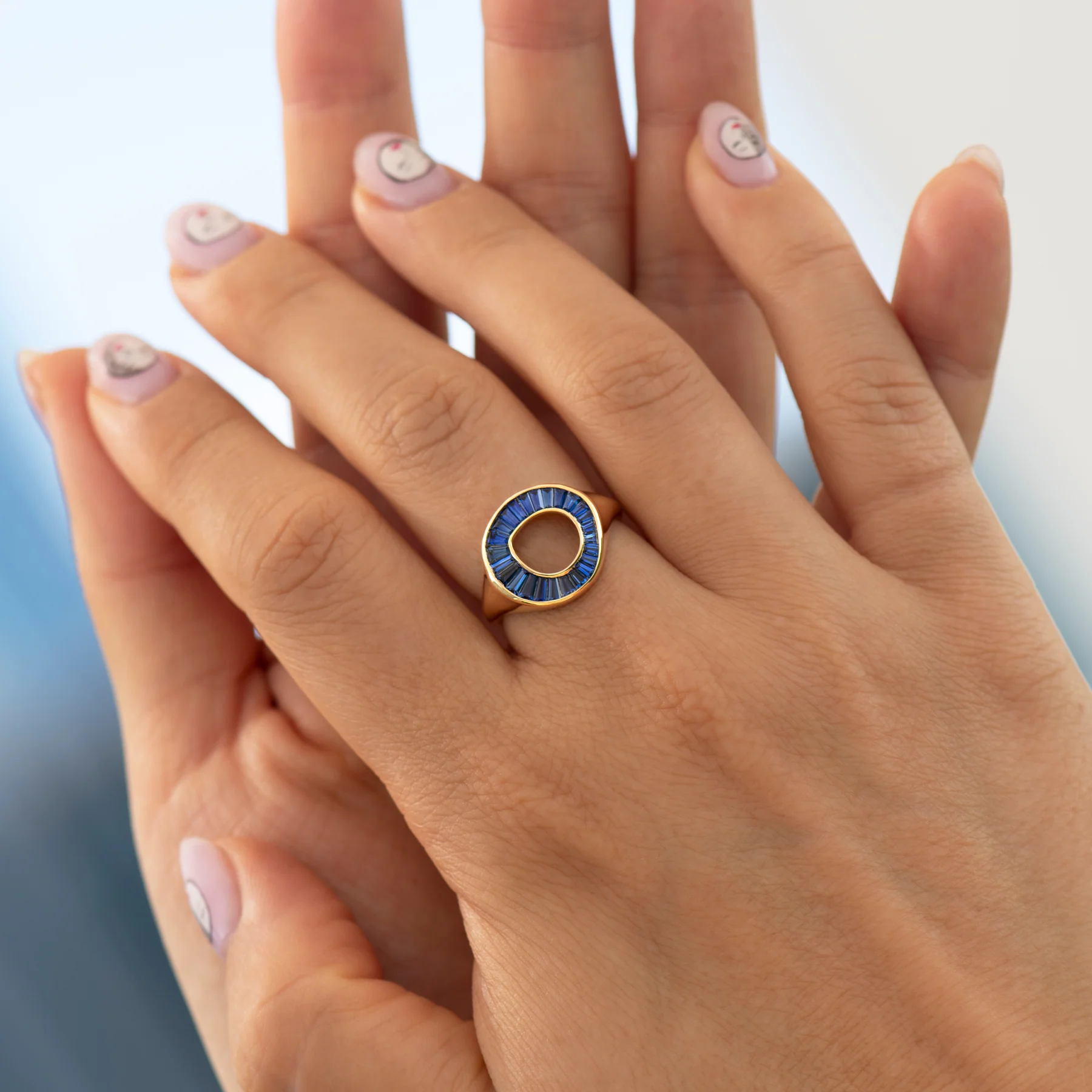Royal Blue Sapphire Signet Ring - Image 3