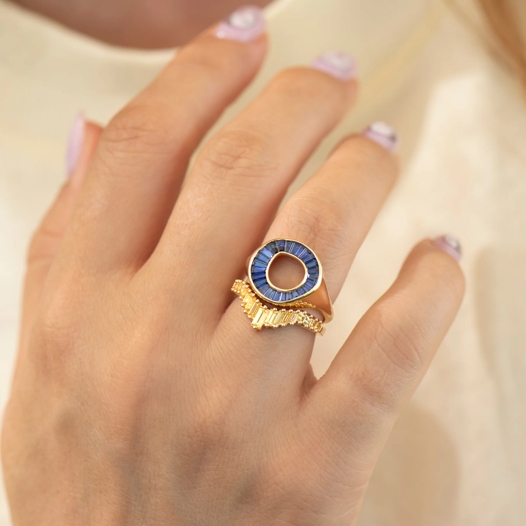 Royal Blue Sapphire Signet Ring - Image 7