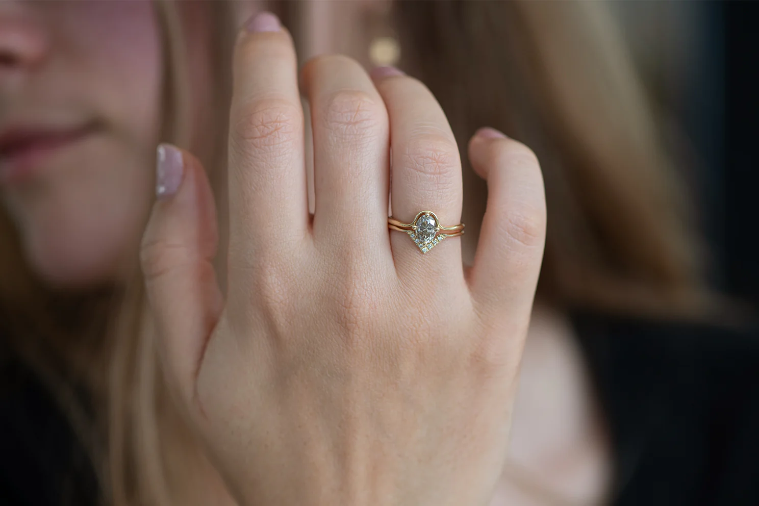 Salt and Pepper Diamond Engagement Ring - Image 7