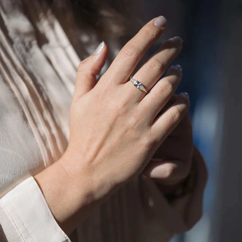 Sapphire Engagement Ring with Baguette Diamonds - OOAK - Image 5