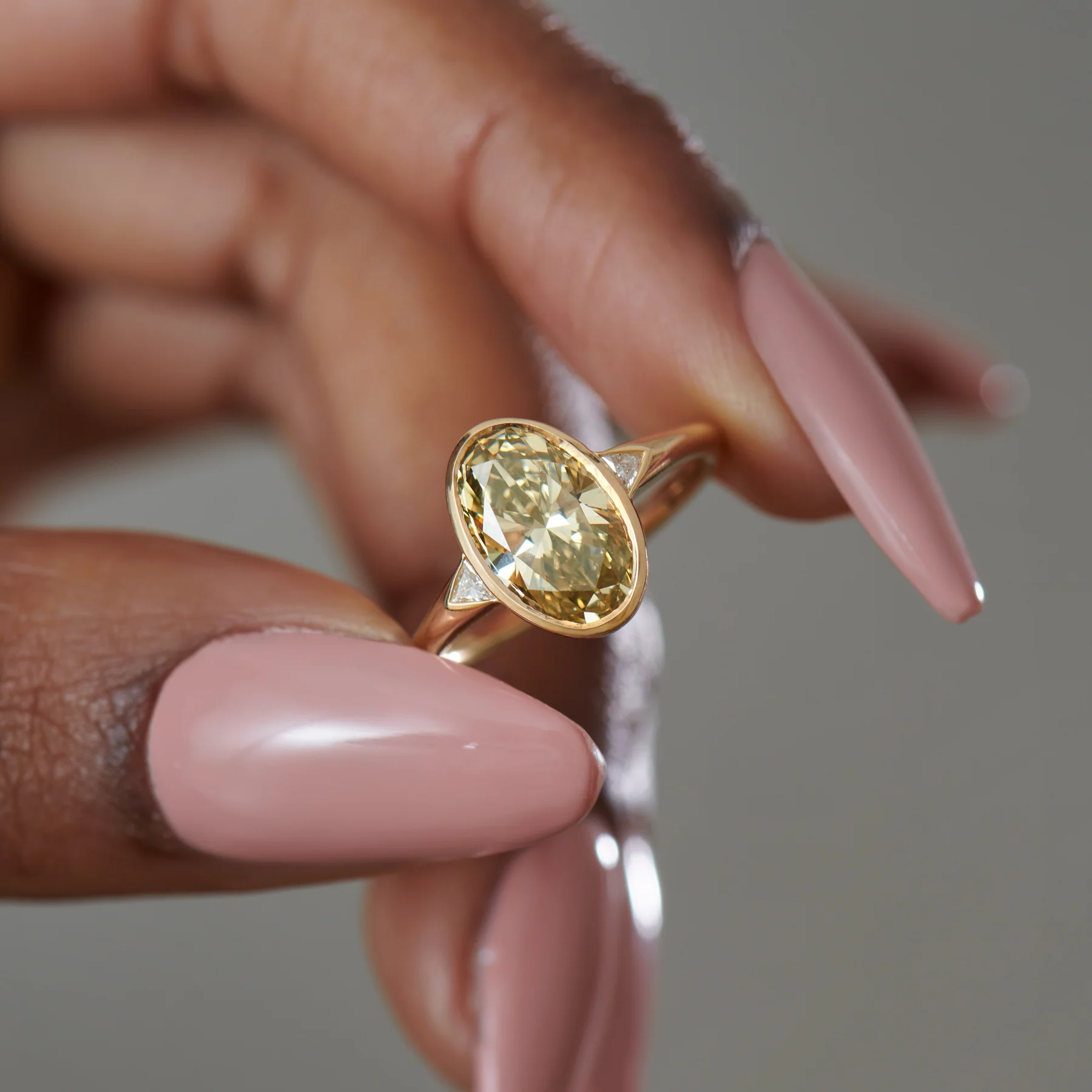Sol OOAK Fancy Brown Greenish Yellow Diamond Engagement Ring - Image 5