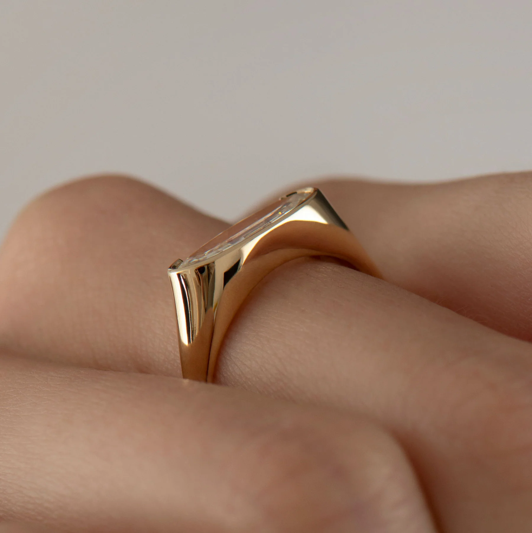 Solitaire Diamond Ring in Elongated Moval Cut - Image 4