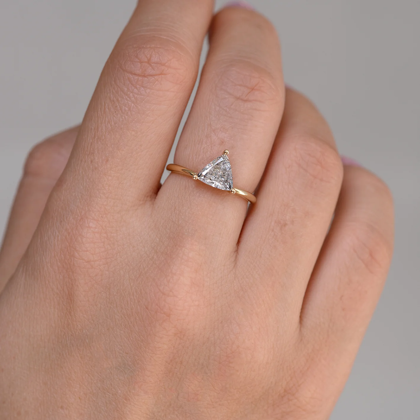 Solitaire Engagement Ring with Salt and Pepper Triangle Diamond - OOAK - Image 3