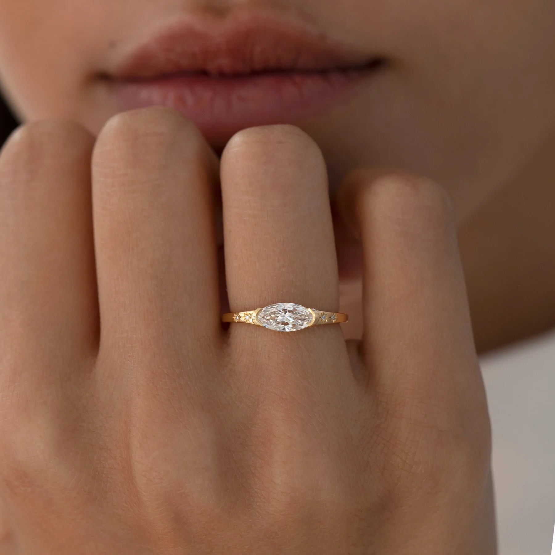 Solitaire Oval Diamond Engagement Ring - Elongated Oval Diamond Ring - OOAK - Image 3