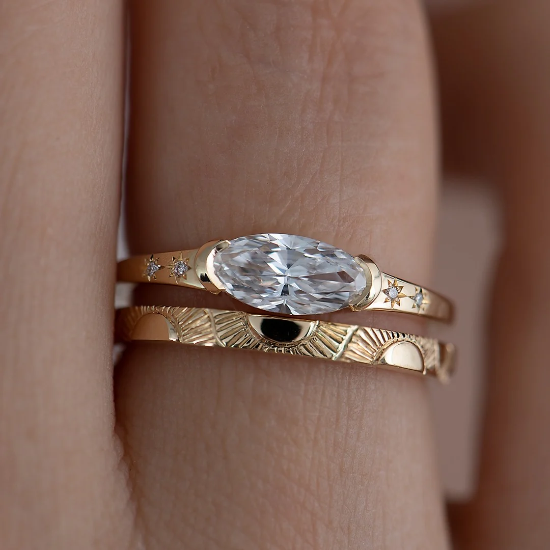 Solitaire Oval Diamond Engagement Ring - Elongated Oval Diamond Ring - OOAK - Image 4