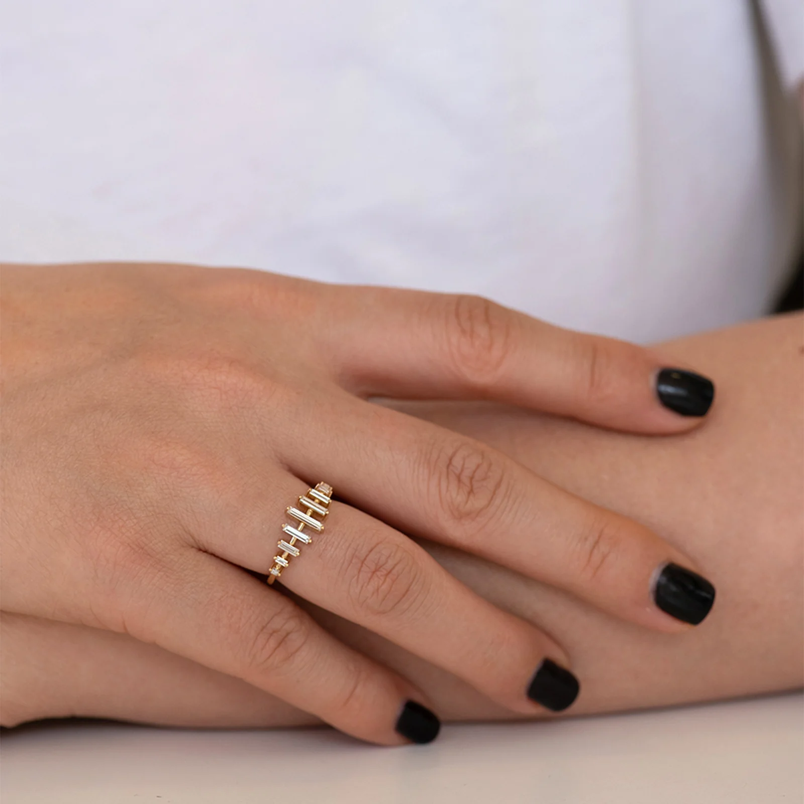 Spaced Needle Baguette Diamond Ring - Image 4