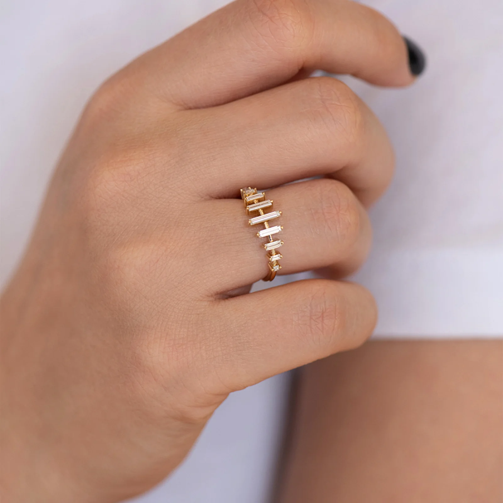 Spaced Needle Baguette Diamond Ring - Image 5