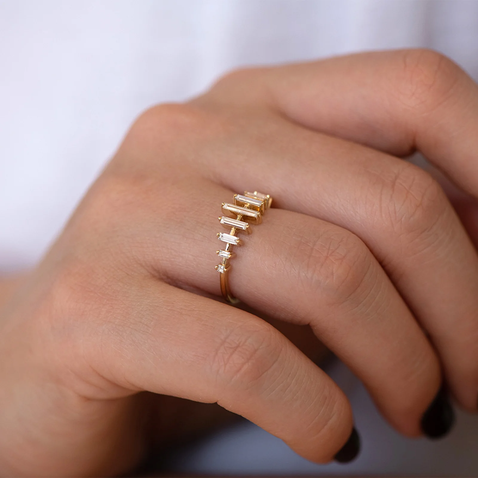 Spaced Needle Baguette Diamond Ring - Image 6
