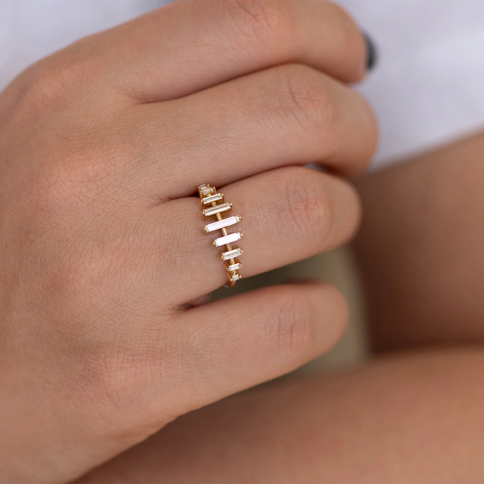 Spaced Needle Baguette Diamond Ring - Image 7