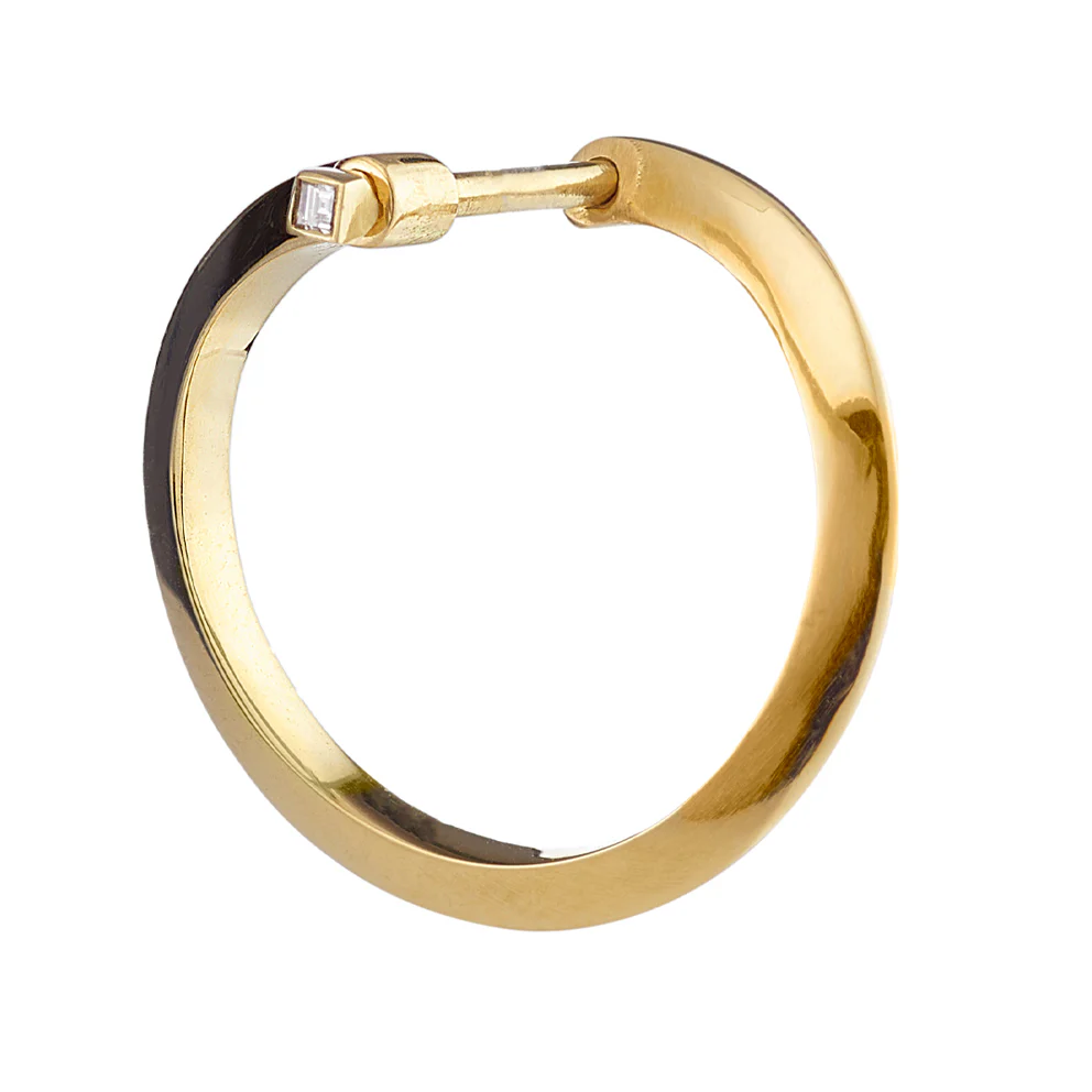 Spiral Hoop Earrings with Carre Diamond Earring Pin - Image 2