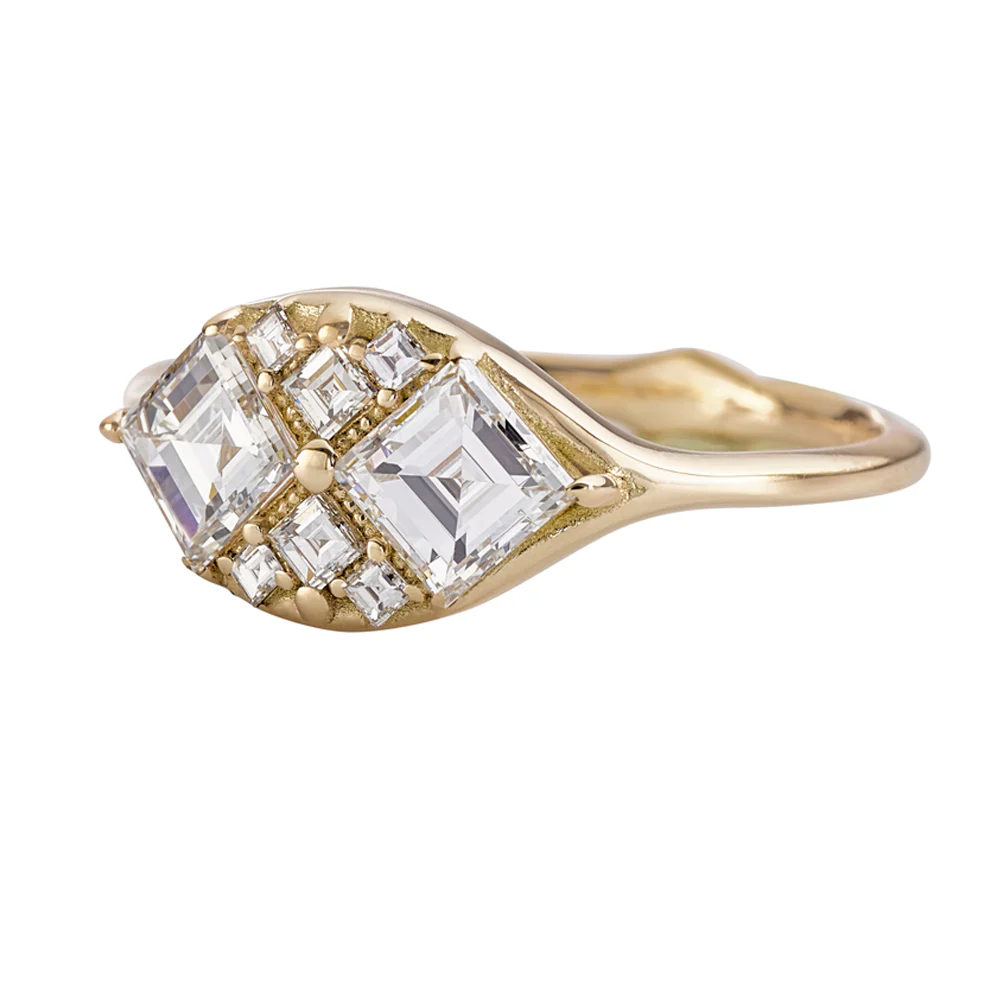 Step Cut Engagement Ring with Eight Square Diamonds - Image 2