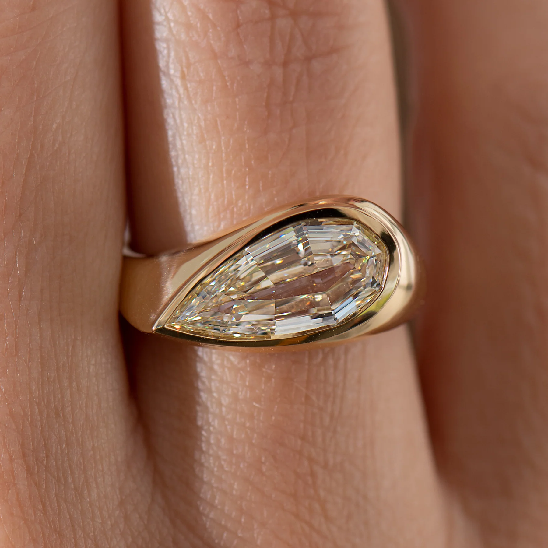 Step Cut Pear Shape Diamond Solitaire Ring - Image 4