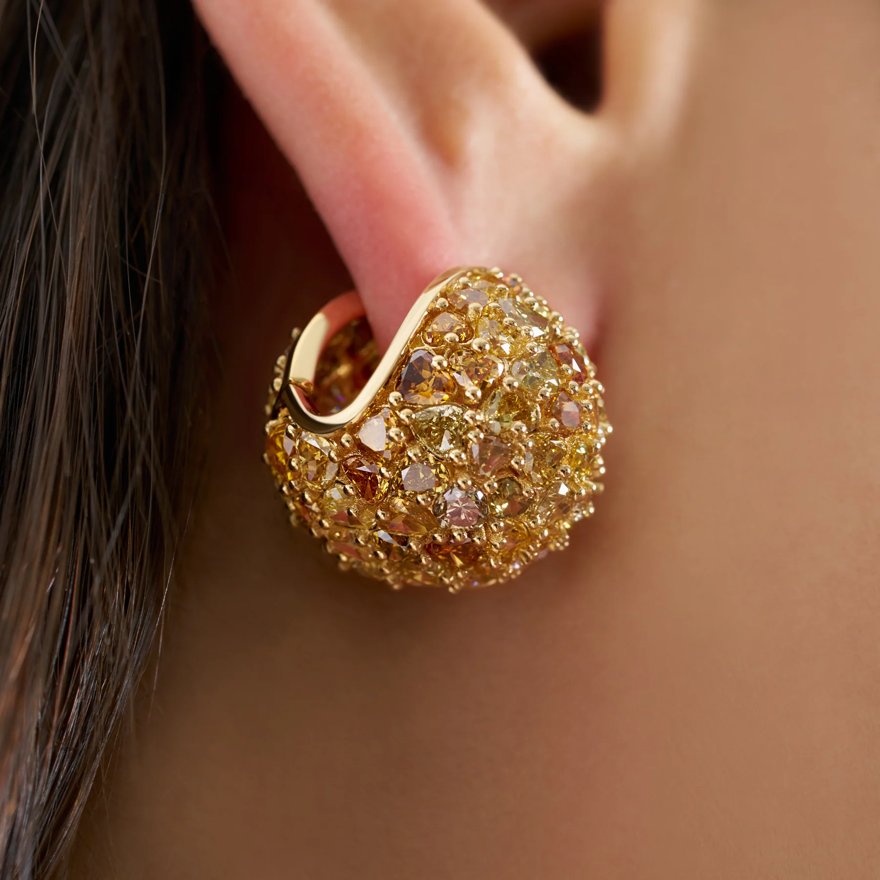 Fancy Color Heart Shaped Diamond Statement Earrings - Image 6