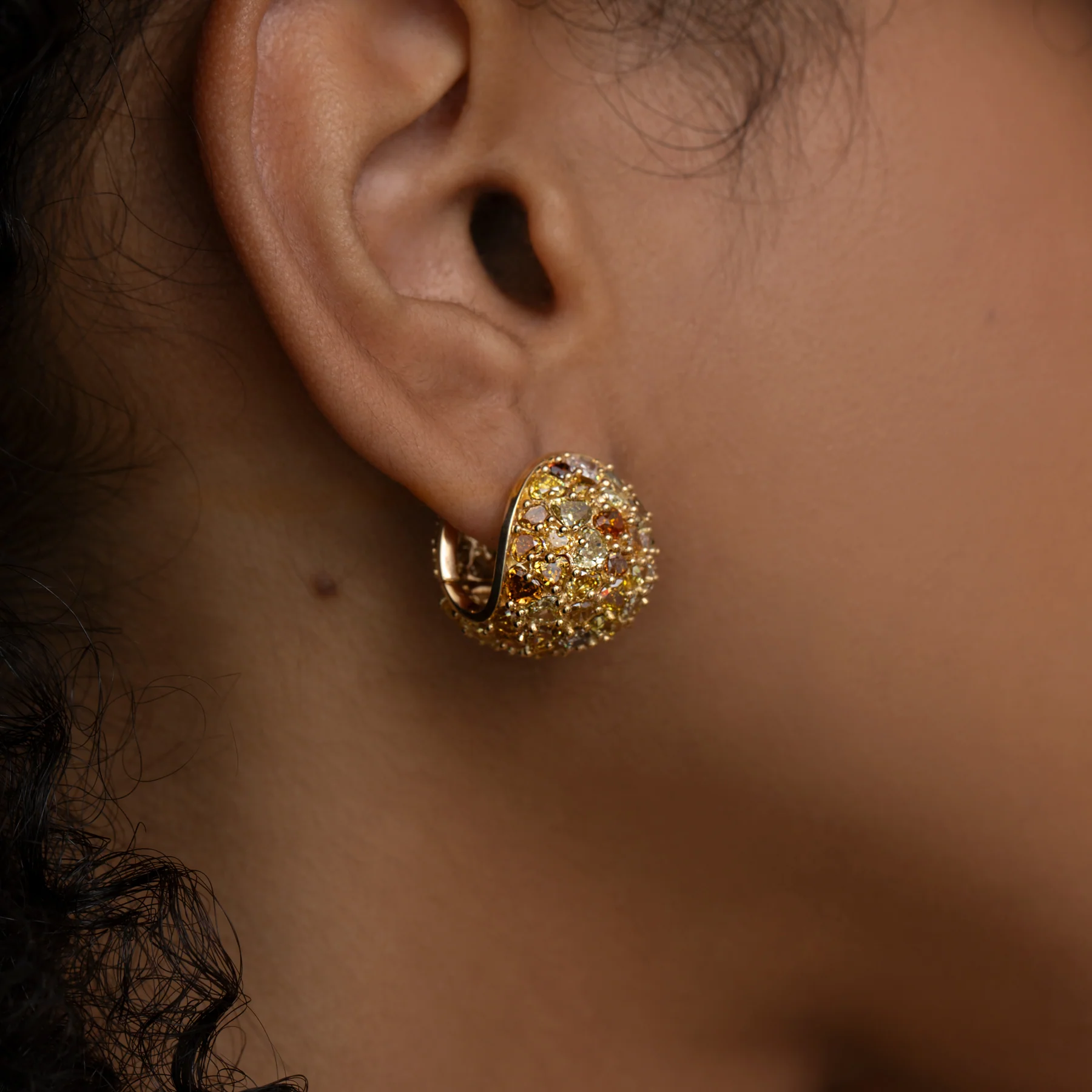 Fancy Color Heart Shaped Diamond Statement Earrings - Image 8
