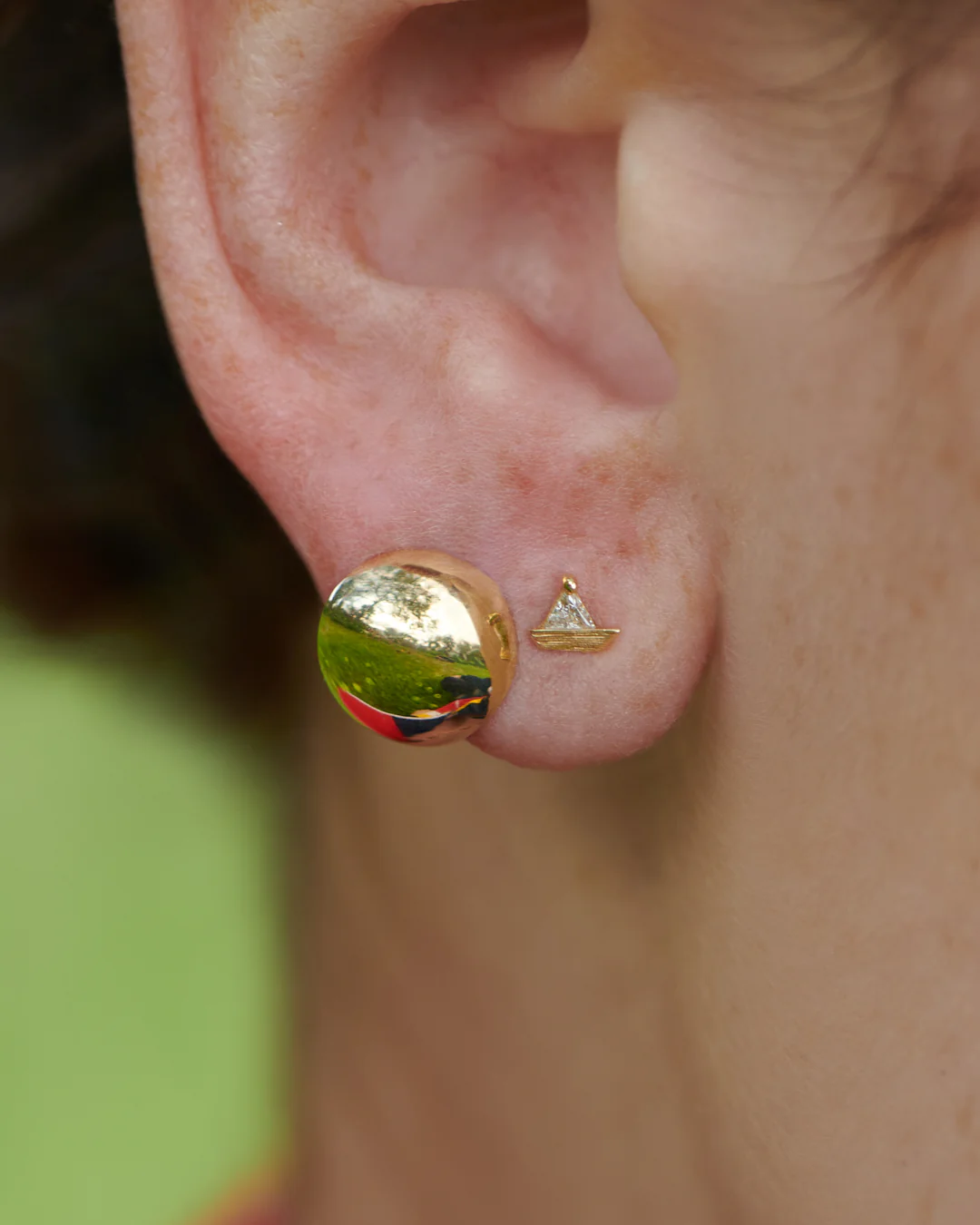 Sunbeam Minimalist 18K Gold Ball Earrings - Image 8