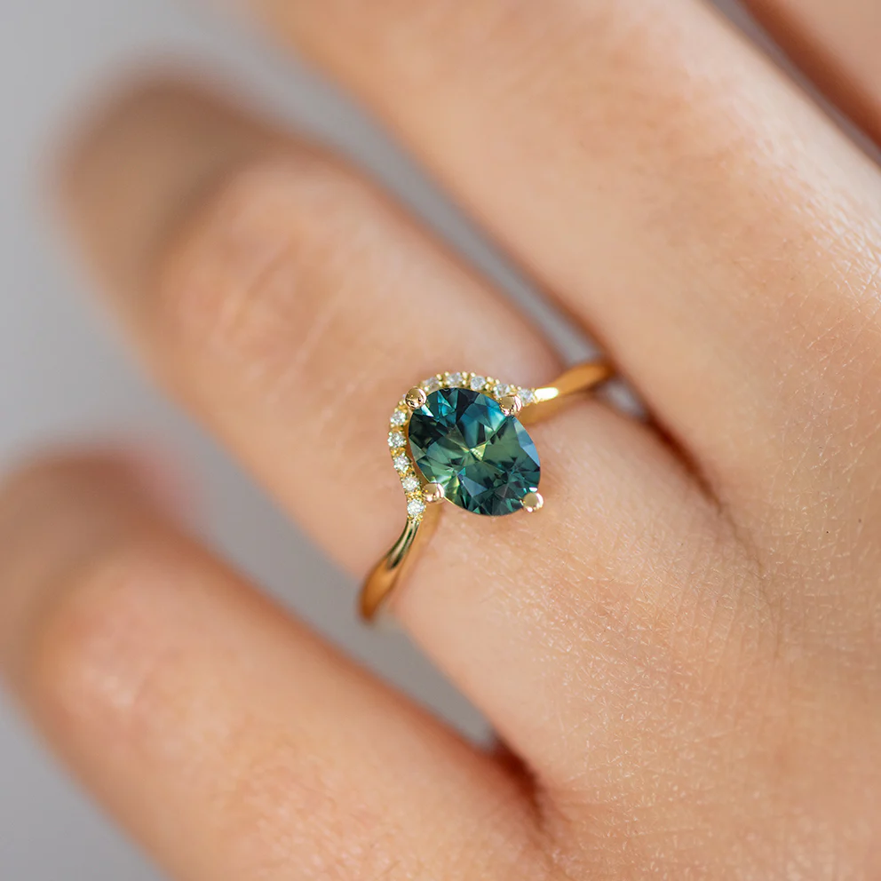 Teal Sapphire Engagement Ring - One Carat - Image 8