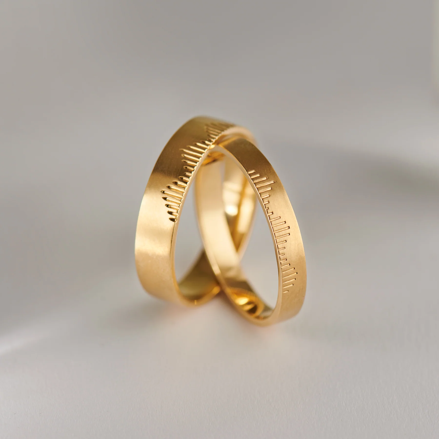 The Mountain Climbers Gold Wedding Band Set - Image 2
