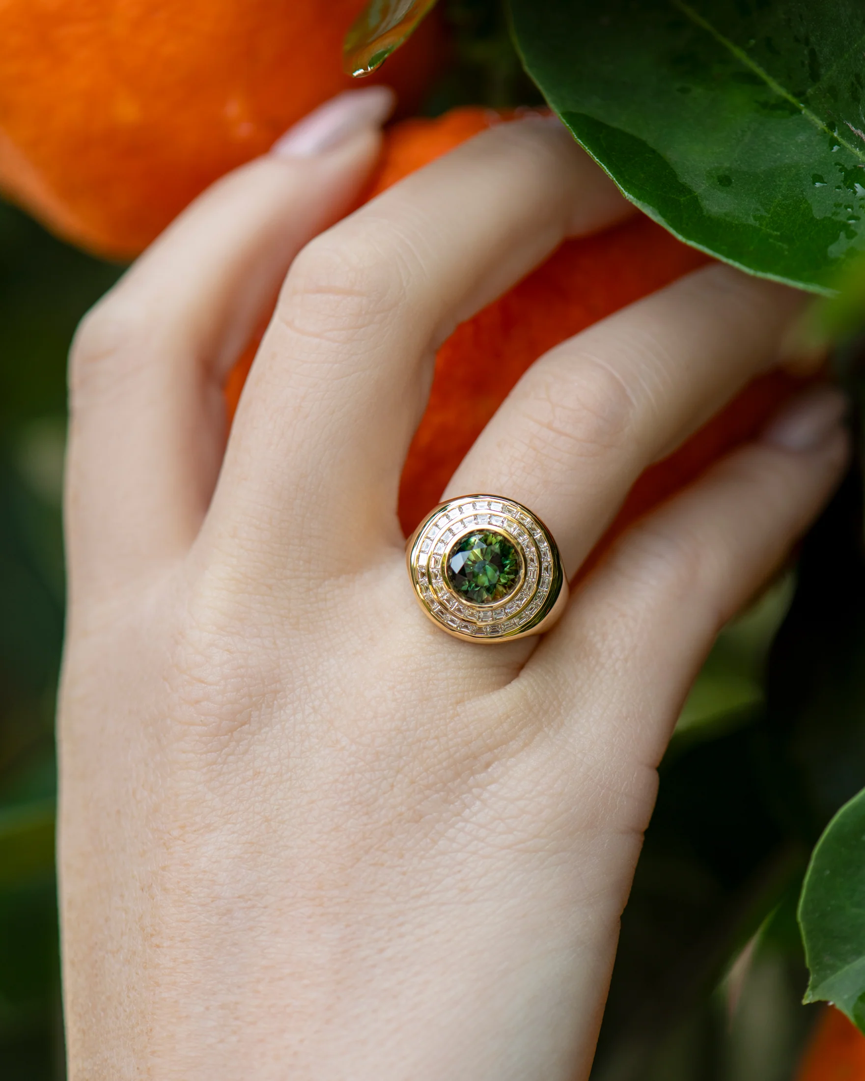 The Observatory Green Parti Sapphire Deco Statement Ring - Image 3
