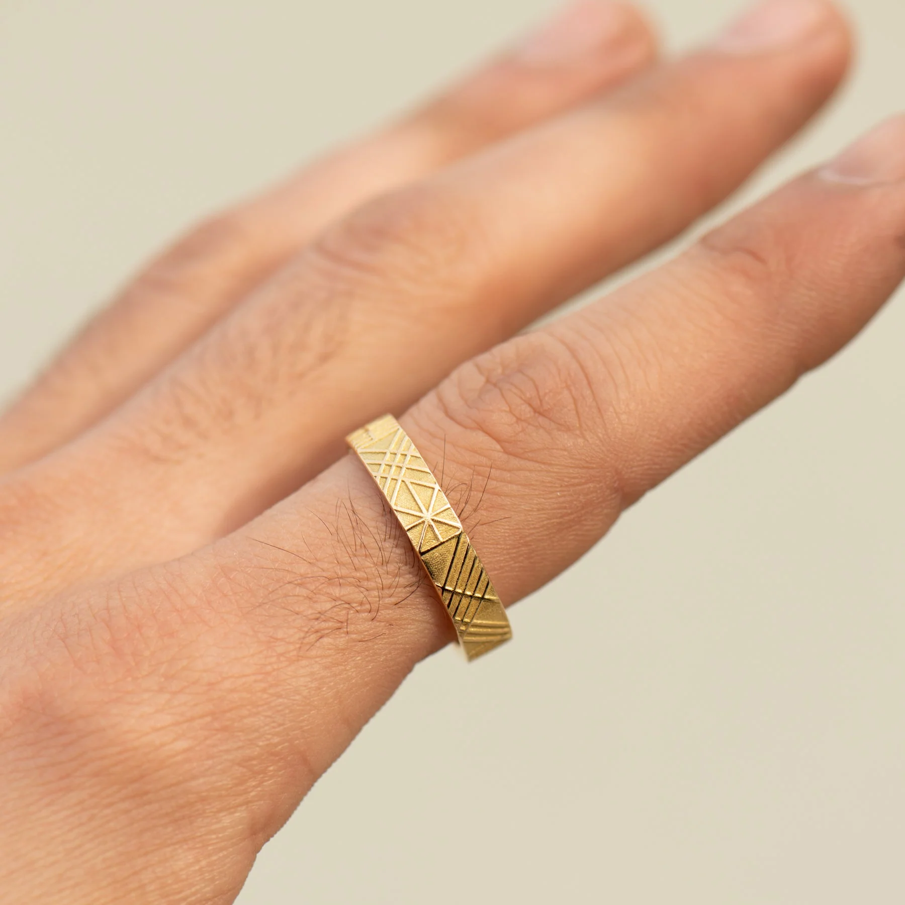 The Unique and Geometric - A Set of Golden Wedding Bands - Image 5
