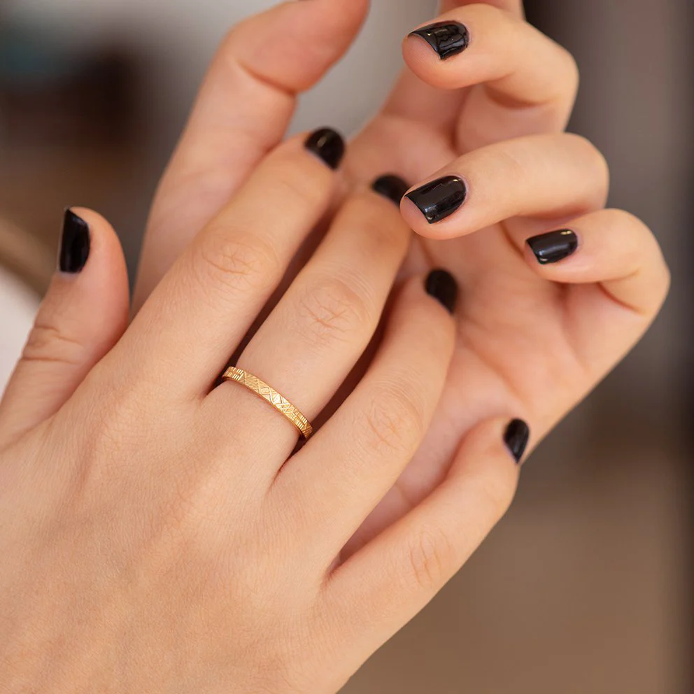 The Unique and Geometric - A Set of Golden Wedding Bands - Image 6