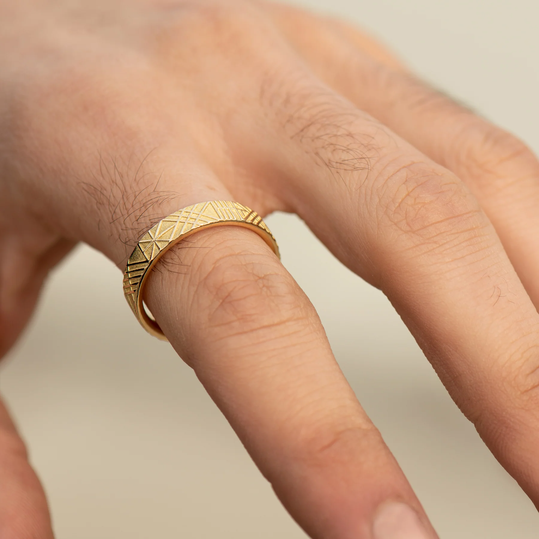 The Unique and Geometric - A Set of Golden Wedding Bands - Image 7