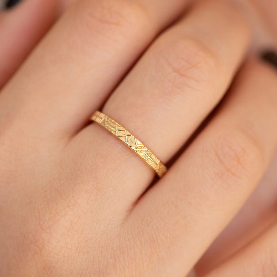 The Unique and Geometric - A Set of Golden Wedding Bands - Image 8