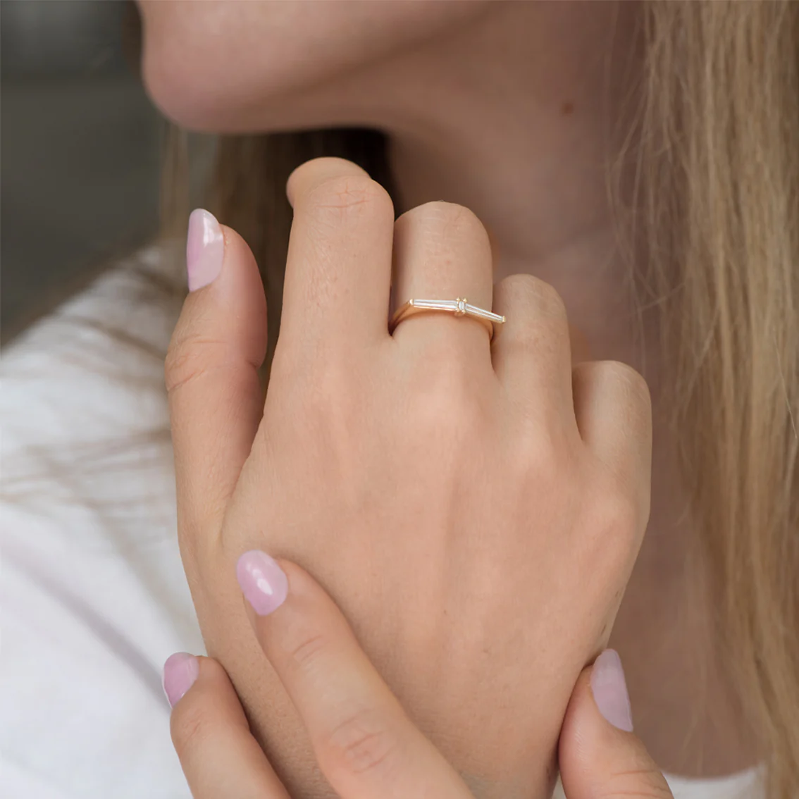 Thin Tapered Baguette Cluster Ring - Alternative Wedding Ring - Image 2