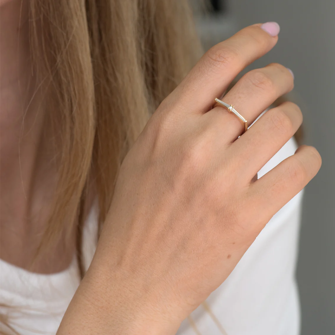 Thin Tapered Baguette Cluster Ring - Alternative Wedding Ring - Image 4