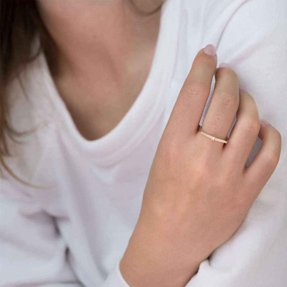 Thin Tapered Baguette Cluster Ring - Alternative Wedding Ring - Image 5