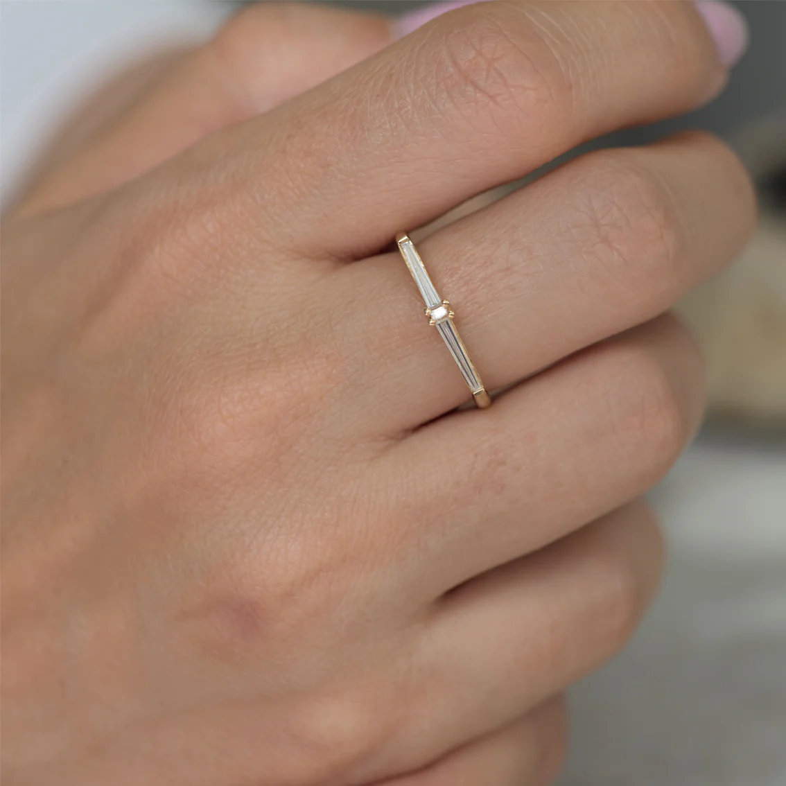 Thin Tapered Baguette Cluster Ring - Alternative Wedding Ring - Image 6