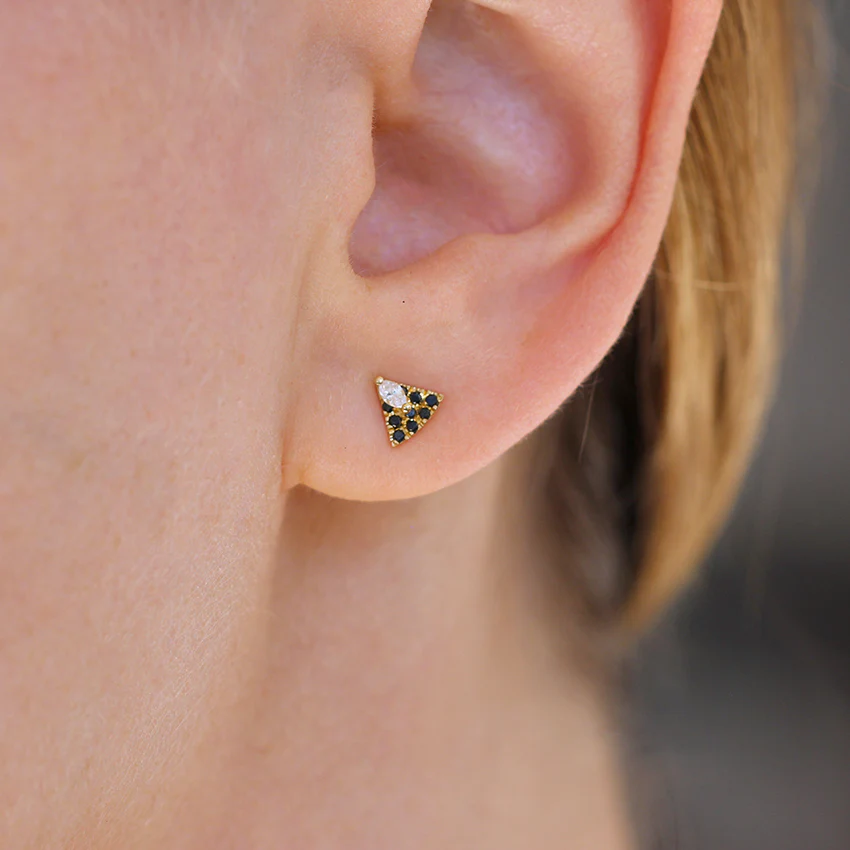 Tiny Diamond Studs - Art Deco Earrings - Image 3