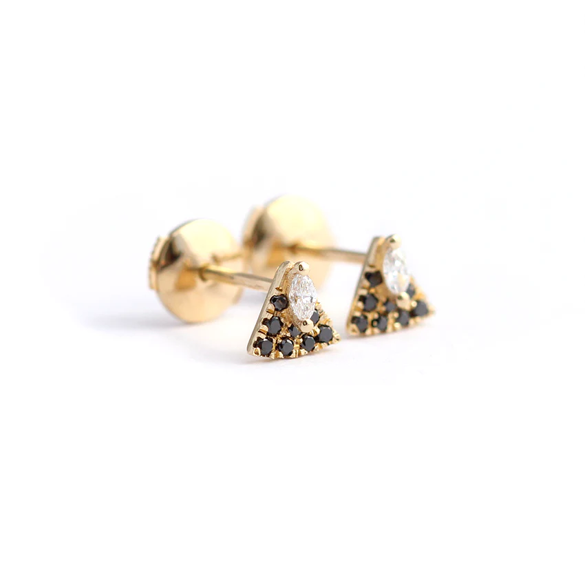 Tiny Diamond Studs - Art Deco Earrings - Image 6