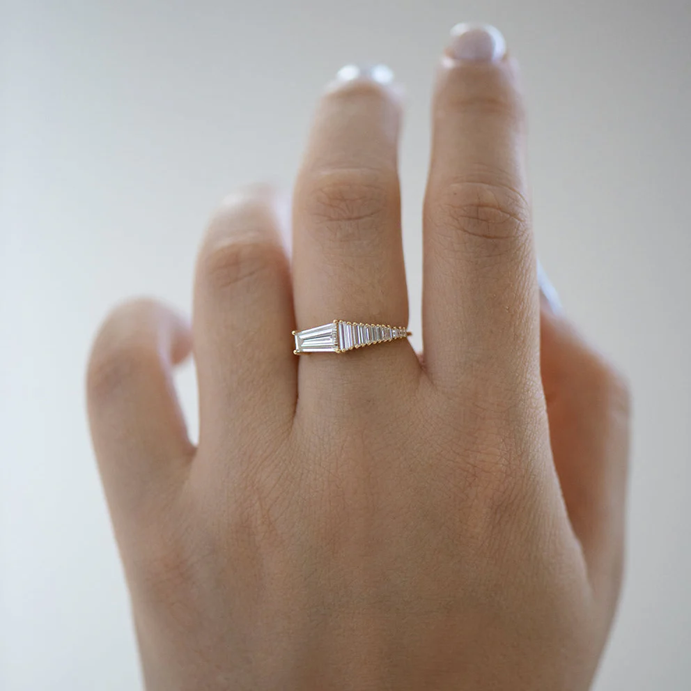 Trapeze Diamond Engagement Ring - OOAK Ring - Image 5
