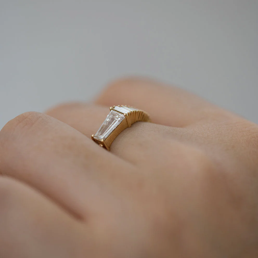 Trapeze Diamond Engagement Ring - OOAK Ring - Image 6
