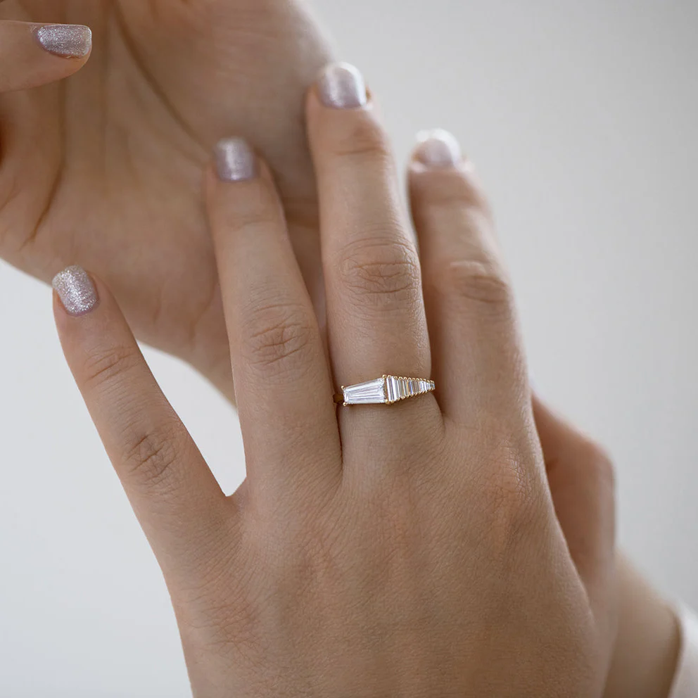 Trapeze Diamond Engagement Ring - OOAK Ring - Image 7