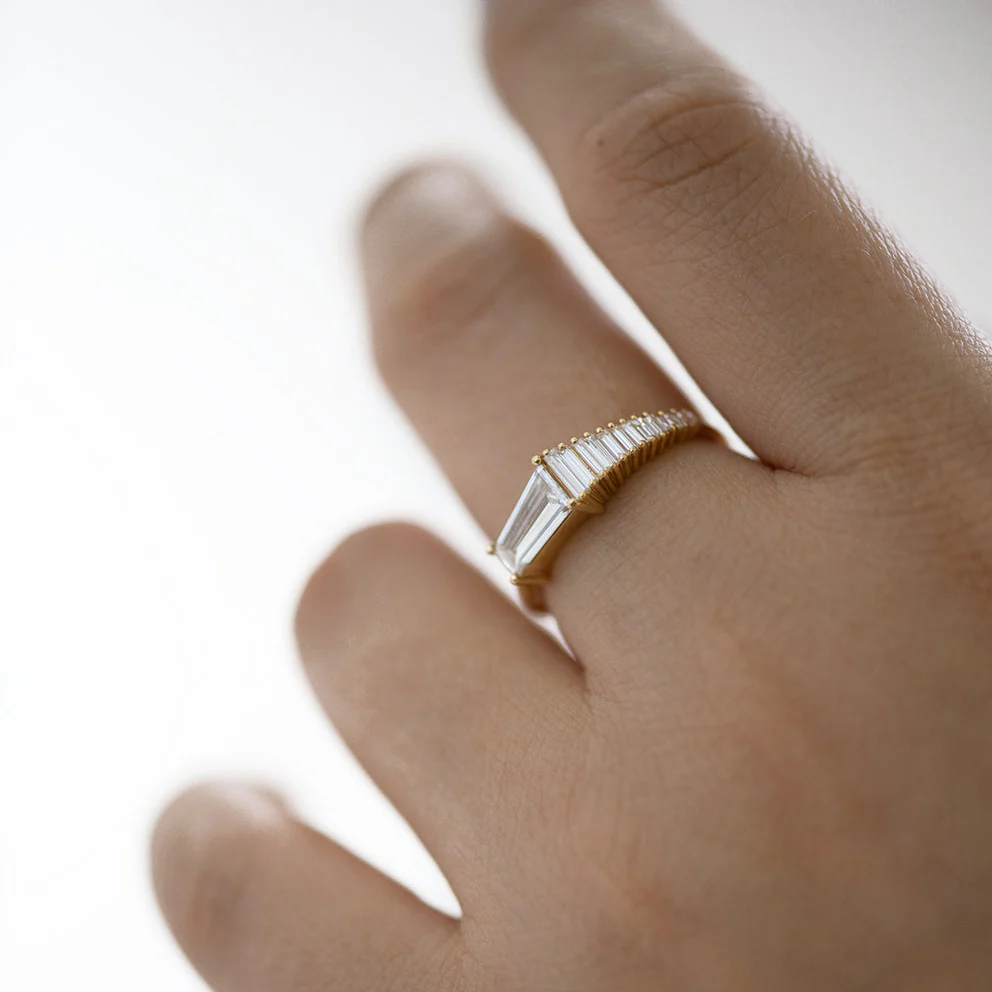 Trapeze Diamond Engagement Ring - OOAK Ring - Image 8